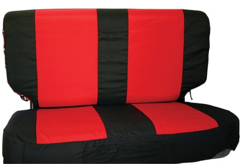 Rampage Products Interior Comfort Combo PacksPolycanvas - RearJeepWrangler2003 to 2006Rear -Black & Red -Polycanvas Seat Cover and, 2 Belt pads