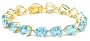 Yellow Gold Plated Sterling Silver Blue Topaz Pear-Shaped Bracelet, 7.25"