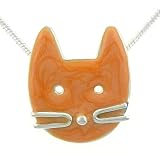 Orange Cat Face Pendant Necklace