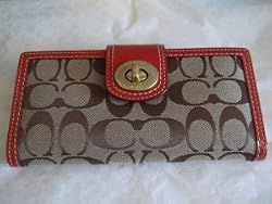 Coach Hamptons Signature Checkbook Wallet 41354 Geranium
