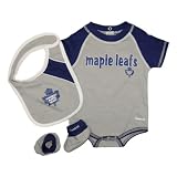 Toronto Maple Leafs Baby 3-pc Creeper-Bib-Bootie Set Size 0-3 Months