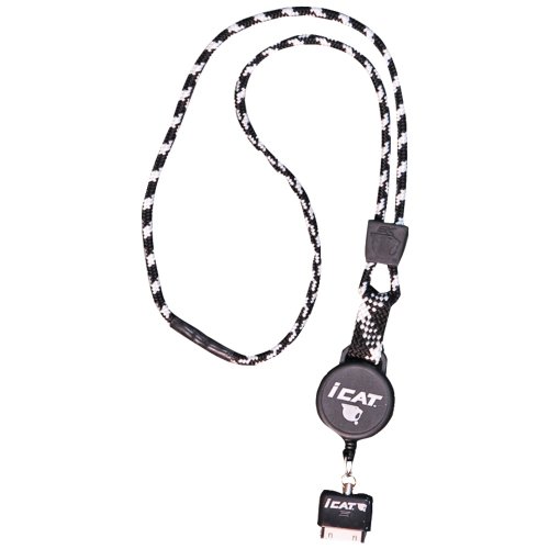 iCat 11029Cp-C4 Reel Neck It Lanyard with Retractable Reel Leash - Holder - Retail Packaging - White/Black