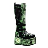4 1/2 Inch Platform Knee Boots MENS SIZING UV Neon Boots Light Up Cyber Goth Boots