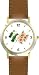 Red & Gray Throated Hummingbirds on Branch & 3 Pink Hibiscus Flowers - JP - WATCHBUDDY&reg; DELUXE TWO-TONE THEME WATCH - Arabic Numbers - Brown Leather Strap-Size-Large ( Men's Size or Jumbo Women's Size )