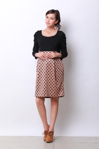 【JR京都伊勢丹コラボ】 コクーン ドット 授乳ワンピース（ステラ） 授乳服/マタニティ　ゴールド　Ｓ