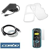 Transparent Clear Snap On Crystal Hard Case + Clear LCD Screen Protector + Rapid Car Charger + USB Data Cable for Sprint LG Rumor 2 LX265 Cell Phone