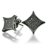  Bling Jewelry 925 Silver Black Rhodium Kite Black Cz Micro Pave Unisex Mens Stud Earrings 9mm