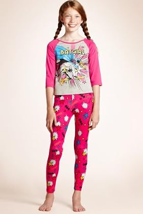 Older Girls' Slash Neck Batgirl Pyjamas