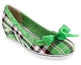Plaid Ribbon Trim Skimmer Wedge