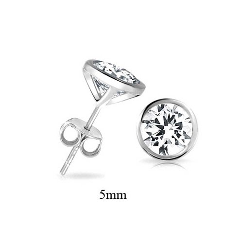 Bling Jewelry Mens CZ Martini Set Bezel Sterling Silver Stud Earrings