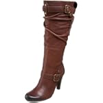 GUESS Women's Panoa Boot,Dark Brown Leather,6.5 M US
