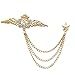 Wing Star Lapel Pin Men Suit Shirt Corsage Collar Chain Brooch Gold