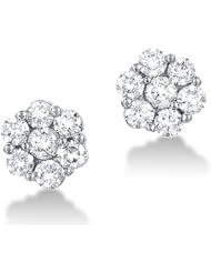 14k White Gold Diamond Ladies Womens Channel Set Studs Flower Shape Round Cut Diamond Earrings (3/4 cttw)