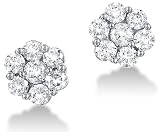 10k White Gold Diamond Ladies Womens Channel Set Studs Flower Shape Round Cut Diamond Earrings (0.15 cttw)