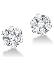 10k White Gold Diamond Ladies Womens Channel Set Studs Flower Shape Round Cut Diamond Earrings (1/2 cttw)