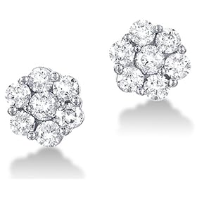 14k White Gold Diamond Ladies Womens Channel Set Studs Flower Shape Round Cut Diamond Earrings (1/4 cttw, G - H Color, SI Clarity)