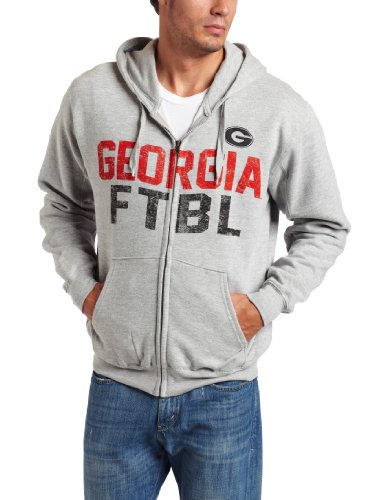 NCAA Men's Georgia Bulldogs Game Legend Long Sleeve Full Zip Hooded Fleece (Steel Heather, Small)