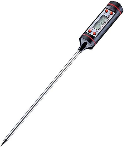 Teswell Digital LCD Instant Read Stainless Cooking Thermometer with Long Probe, Anti-Corrosion, Suitable for Meat, Grill, BBQ, Milk, and Bath Water