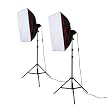 PhotoSEL LS21E52 Professional Softbox Studio Lighting Kit with 2x85w 5400K CRI>90 Bulbs, 40x60cm Softboxes