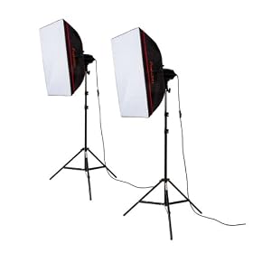 PhotoSEL LS21E52 Professional Softbox Studio Lighting Kit with 2x85w 5400K CRI>90 Bulbs, 40x60cm Softboxes