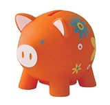 Piggy Coin Bank(ブタ貯金箱)フローラルオレンジの画像