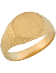 14k Yellow Gold Fancy Rope Band Round Signet Designer Baby Ring