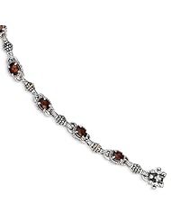14k Yellow Gold Sterling Silver with Oval 5.43Garnet 7.25in Bracelet