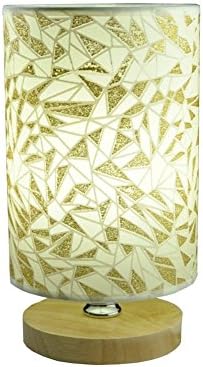 Hile Lighting KU300072 Fabri Shade Wood Stand Print Table Lamp,Beige,Pattern 2