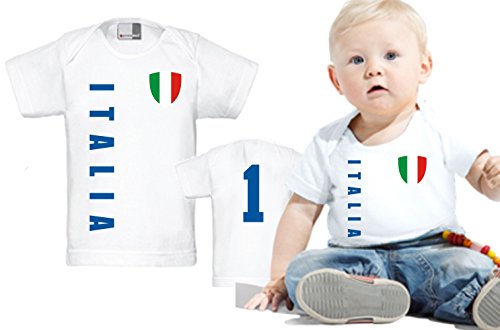 Italien Italia BABY EM T-Shirt – Trikot Look – Gr. 56-86 – weiß (80/86)