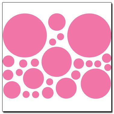 Bright Pink Polka Dot Wall Transfer Stickers Mural