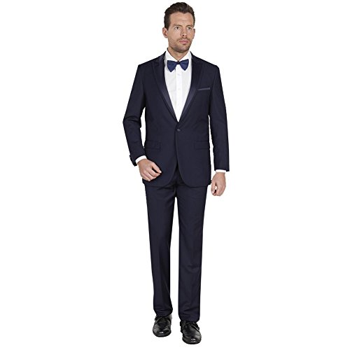 Bryan Michaels Mens 2 piece Slim Fit with Shawl/Peak Lapel Navy/Navy Satan 48L