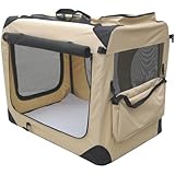 EliteField Beige 42" 3-Door Soft Dog Crate, 42" long x 28" wide x 32" high