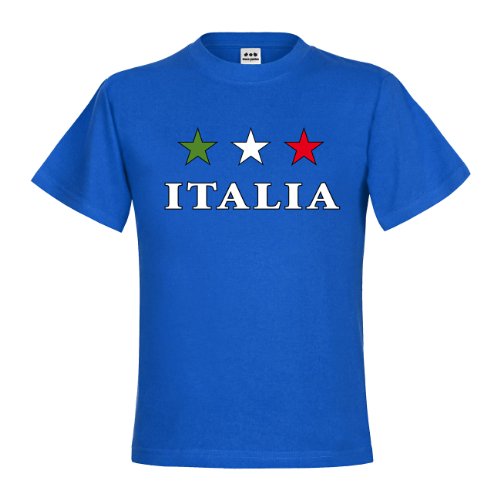 dress-puntos Kids Kinder T-Shirt Italia Schriftzug 3 Sterne Grün-Weiß-Rot drpt-kt00622-9 Textil royalblue / Motiv farbig Gr. 134/146