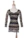 Sexy Fancy Black Golden Lace Shimmer Sheer Long Sleeve Party Shirt Top Blouse