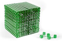 16mm Clear Green Gaming Dice with Rounded Corners - Set of 1,000