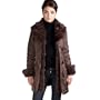 Jessie G. Women's Metallic Jacket with Thinsulate Filling and Rex Rabbit Fur Trim - Brown L