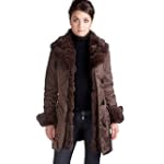 Jessie G. Women's Metallic Jacket with Thinsulate Filling and Rex Rabbit Fur Trim in Brown or Dark Gray