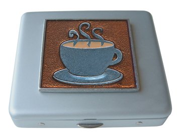 Coffee Cup Mirror Pill Box
