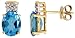 14k White Gold 1/2 (13mm) tall Post Earrings, w/ 0.12 Carat Round Brilliant Diamonds & 5.0 Carats Blue Topaz Stones