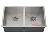 Stainless Steel Undermount Kitchen Sink - 90 Degree Double Bowl
