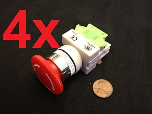 4 Pieces 660v 10a 40mm Red Sign Emergency Stop Switch Push Button Mushroom A5