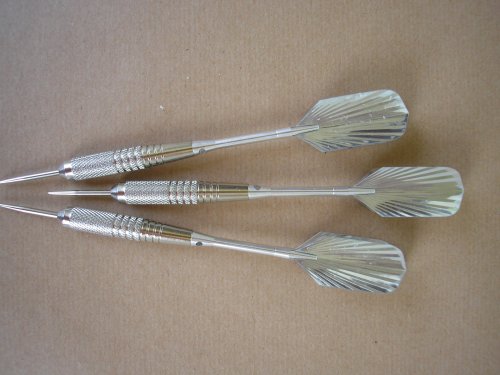 6 Stück lose Steeldart - Spitzenqualität aus dem Hause Karella. Griffbarrel aus hochglanzverchromten Messing Gewicht 22 g Steel_63_silber