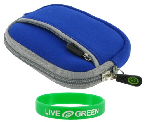 neoprene sleeve case (dark blue) for jvc picsio gc-fm1aus hd camcorder sparkling purple