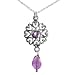 Sterling Silver Heart-Shaped Filigree w/ Amethyst Pendant