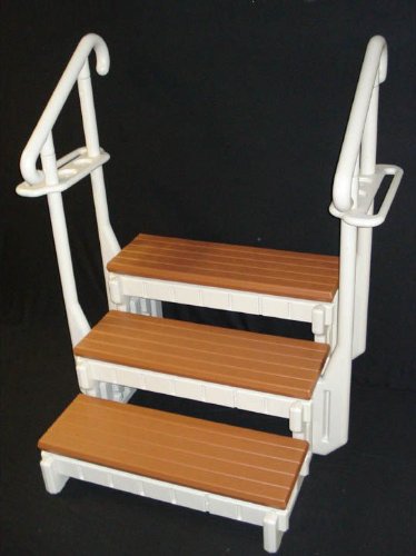 Signature 3 Tread Spa Step with Handrails (Redwood) (24"H x 36