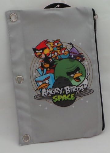 Angry Birds Space Zippered Pencil Pouch / Case Gray Background