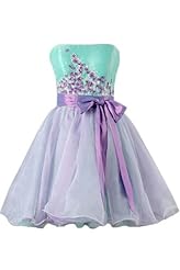 Strapless Fitted Applique  Organza Short Homecoming Dress  With a Bow(s)