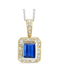 Rectagular Pendant With A Cushion Center Stone In 18K Yellow Gold With A 0.75 ct. Genuine Blue Sapphire Center Stone.
