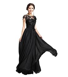 Beaded Lace Ruched Applique Short Sleeves Cocktail Floor Length Chiffon Evening Dress/Prom Dress/Wedding Party Dress  With a Sash 
