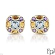 FPJ Stunning Earrings With 12.80ctw Precious Stones - Genuine Amethysts, Citrines and Topazes Beautifully Designed in 14K Yellow Gold. Total item weight 9.3g Length 18mm